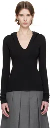 Fax Copy Express Black V-neck Hoodie In Black