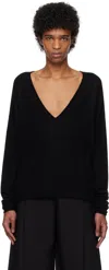 Fax Copy Express Black V-neck Sweater In Black