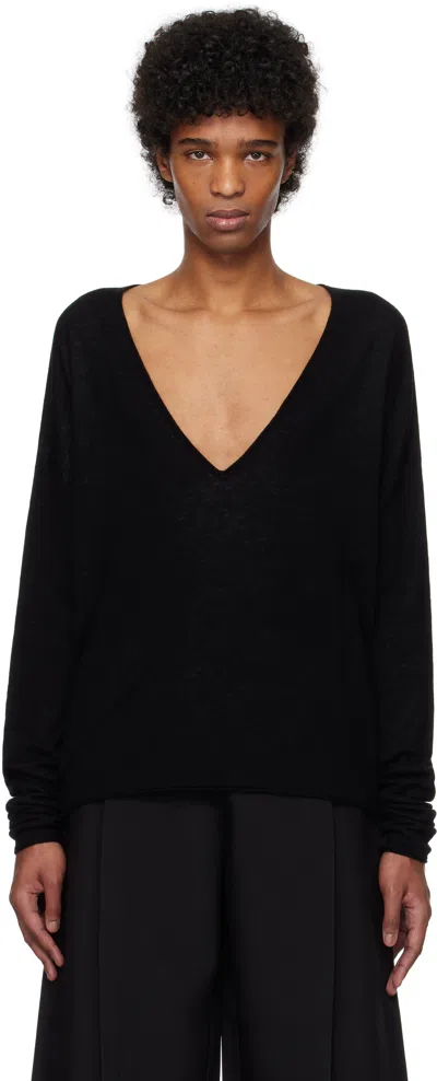 Fax Copy Express Black V-neck Sweater