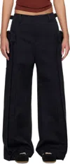 Fax Copy Express Black Vertical Pocket Cargo Pants In Black