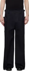 Fax Copy Express Black Vertical Pocket Cargo Pants In Black
