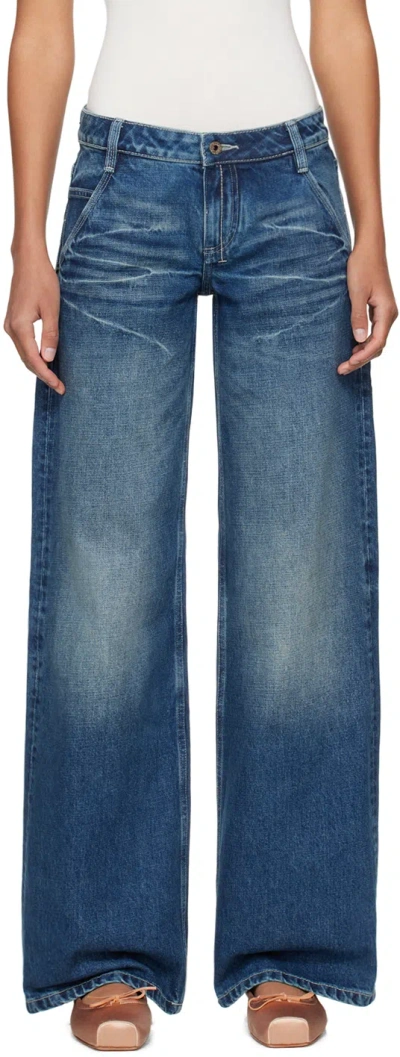 Fax Copy Express Blue 'the Wide' Jeans In Dark Blue