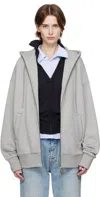 Fax Copy Express Gray Fleece Lined Loose Hoodie In Grey