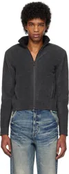 Fax Copy Express Gray Fleece Zip-up Jacket In Grey