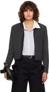 Fax Copy Express Gray Fleece Zip-up Jacket In Grey