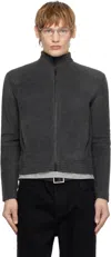 Fax Copy Express Gray Fleece Zip-up Jacket In Grey