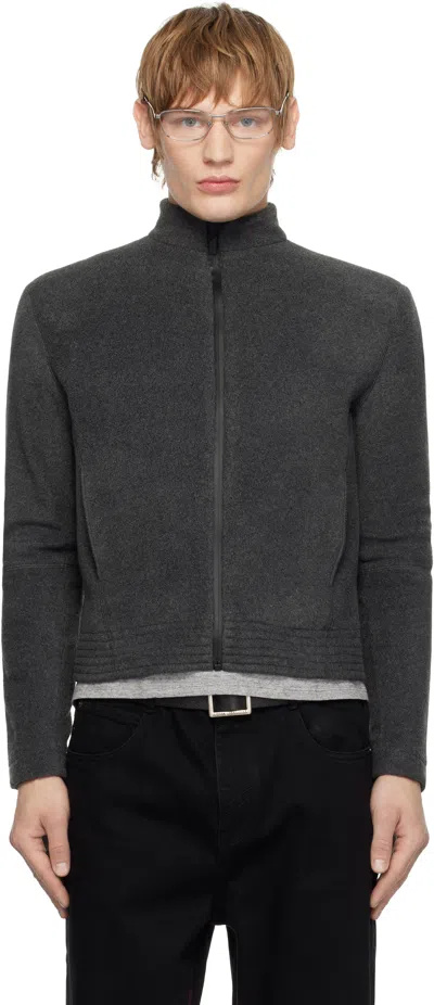 Fax Copy Express Gray Fleece Zip-up Jacket In Grey