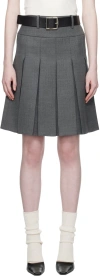Fax Copy Express Gray Pleated Midi Skirt In Grey
