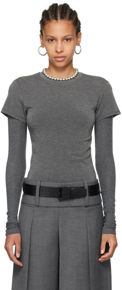 Fax Copy Express Gray 'the Fitted' T-shirt In Grey
