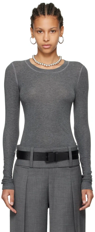 Fax Copy Express Gray 'the Round Neck' Long Sleeve T-shirt In Grey