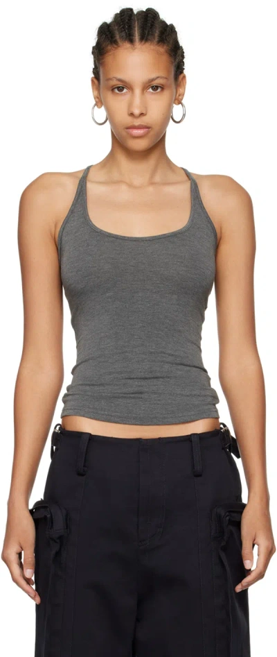 Fax Copy Express Gray 'the Thin Halter' Tank Top In Grey