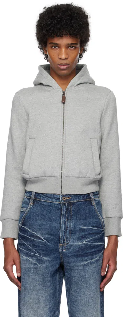 Fax Copy Express Gray Tight Fleece-lined Hoodie In Grey