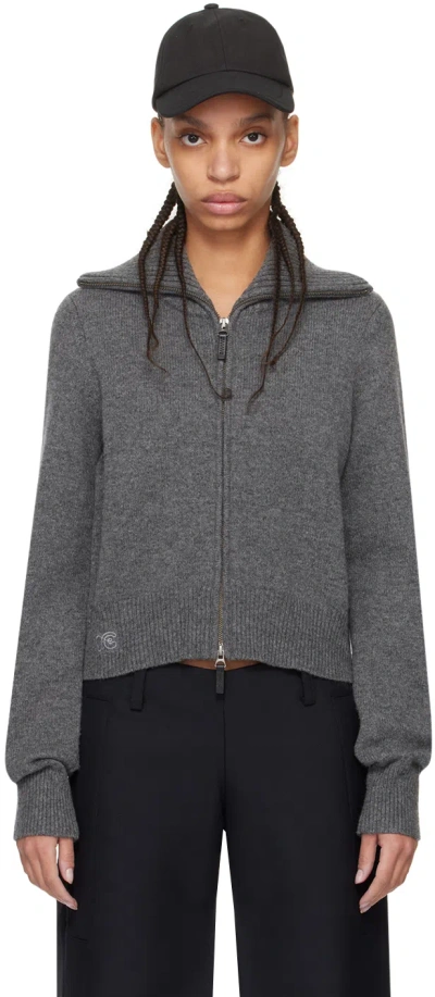 Fax Copy Express Gray Zip Sweater In Grey