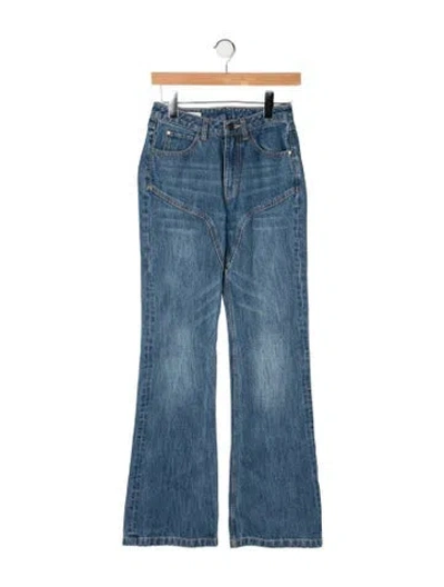 Pre-owned Fax Copy Express High-rise Flared Jeans In Blue
