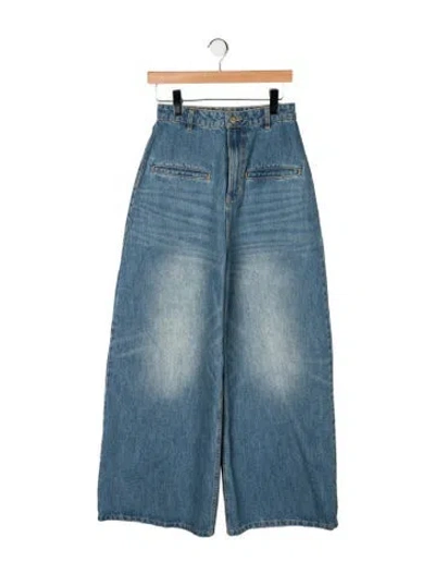 Pre-owned Fax Copy Express High-rise Wide Leg Jeans In Blue