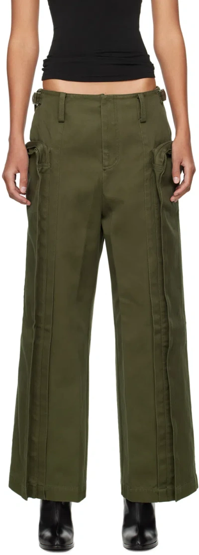 Fax Copy Express Khaki Vertical Pocket Cargo Pants In Olive