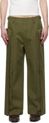 Fax Copy Express Khaki Vertical Pocket Cargo Pants In Olive