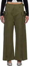 Fax Copy Express Khaki Vertical Pocket Cargo Pants In Olive