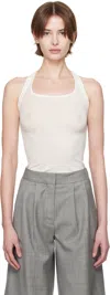 Fax Copy Express White Micro Transparent Light Rib Tank Top In White