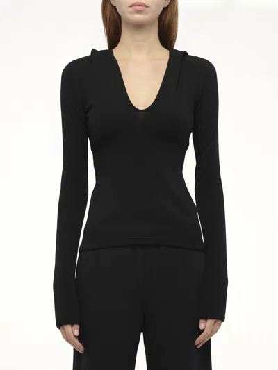 Fax Copy Express Women's Hooded V-neck Long Sleeve Top