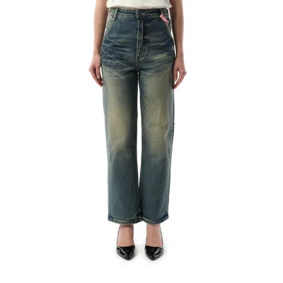 Fax Copy Express Women's Vintage Washed Straight-cut Jeans In Blue