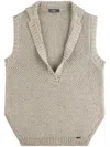Fay Sleeveless Gray Knit Sweater With Textured Design