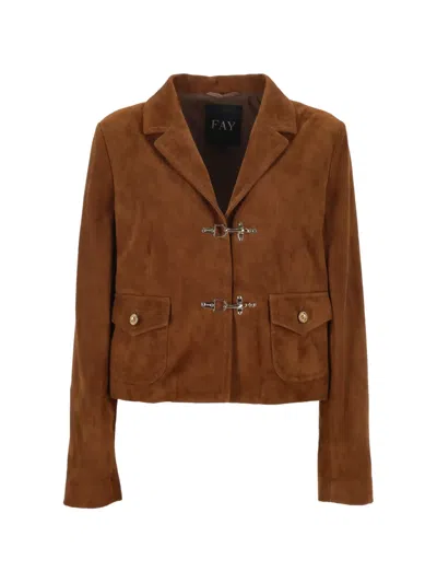 Fay 2 Ganci Toggle-fastening Flap-pocket Jacket In Brown