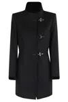Fay Short Tailored Coat With Metal Toggle Closures In Black