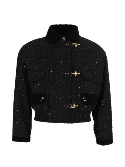 Fay 3 Ganci Bouclé-tweed Bomber Jacket In Black