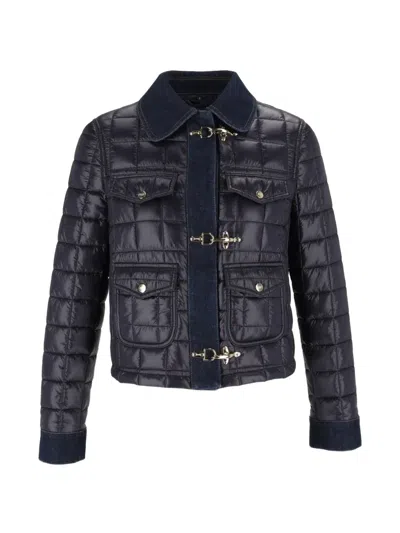 Fay 3 Ganci Check-quilted Jacket In Blue
