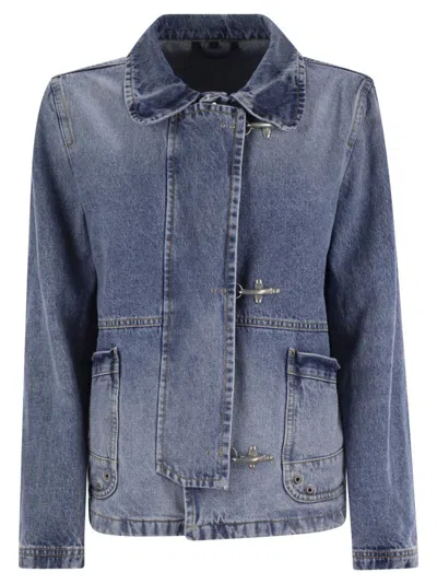 Fay 3 Ganci In Cotton Denim Jacket In Blue