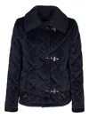 Fay Coat Fur Collar Leather Accents Side Pockets In Black