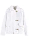Fay Classic White Jacket With Collar And Gold-tone Hardware In Weiss