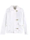 Fay Classic White Jacket With Collar And Gold-tone Hardware In White