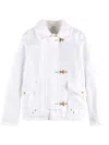 Fay Classic White Jacket With Collar And Gold-tone Hardware In White