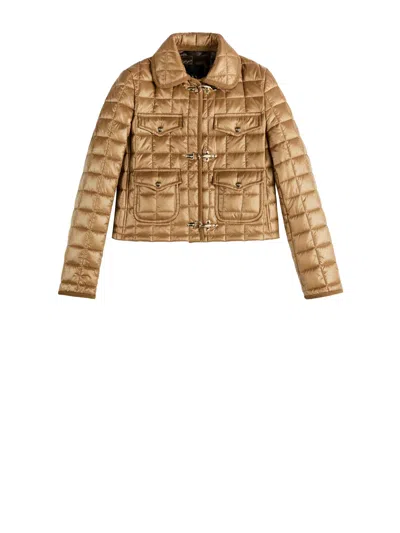 FAY FAY 3-HOOK CAMEL QUILTED JACKET
