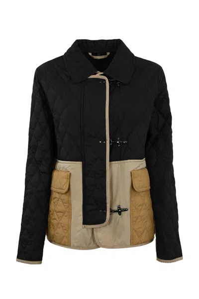 Fay 3-hook Jacket In Quilted Nylon In Black