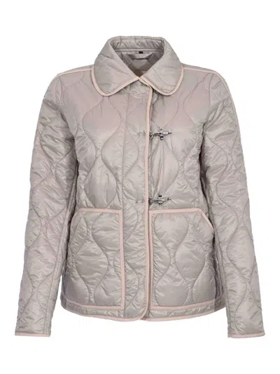 Fay Quilted Jacket Contrast Piping Long Sleeves Pockets In Multi