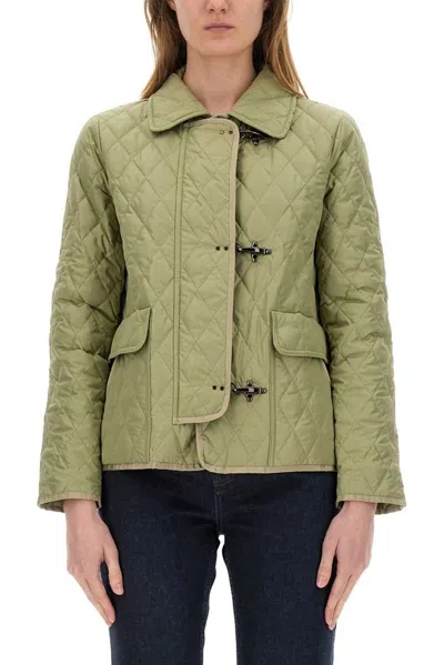 Fay 3-hook Nylon Quilted Jacket In Green