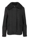 Fay Three-hook Wool Jacket With Removable Ribbed Collar And Iconic Closure In Gray