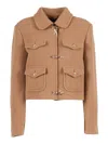 Fay Structured Wool Jacket With Hook Closures In Brown