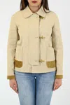 Fay 3 Hooks Shearling Jacket In Cream