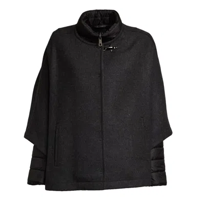 Fay 3-in-1 Double-faced Carded Wool Mantella In Black