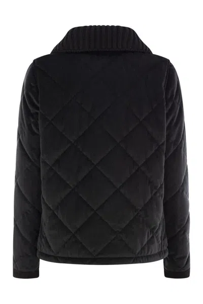 Fay 3ganci Quilted Velvet Jacket In Black