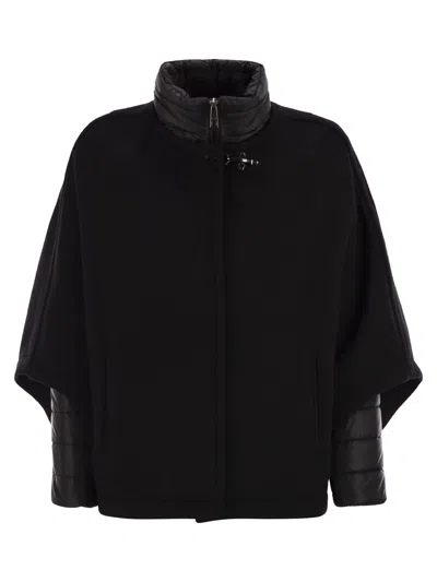 Fay 3-in-1 Double-sided Wool And Cashmere Cape In Black