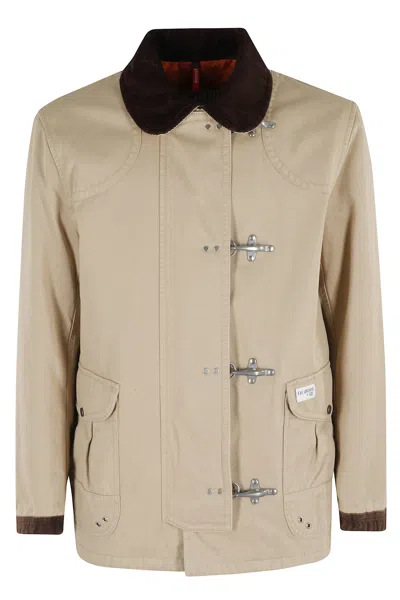 Fay 4 Hooks Archive Jacket In Sand Cotton Fabric In Neutral