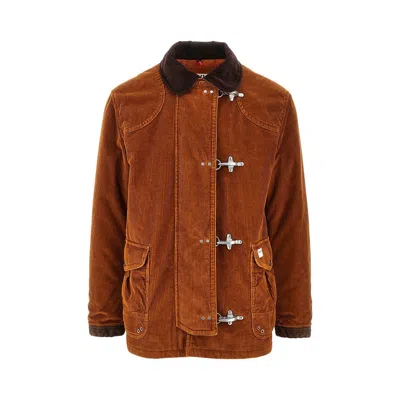 Fay '4 Ganci' Corduroy Down Jacket In Brown