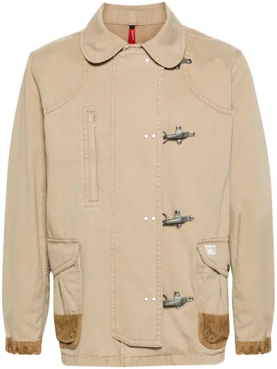 Fay Jacket With Contrast Detailing And Front Pocket In Brown