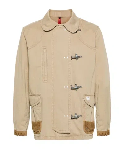 Fay 4 Ganci Cotton Jacket In Beige