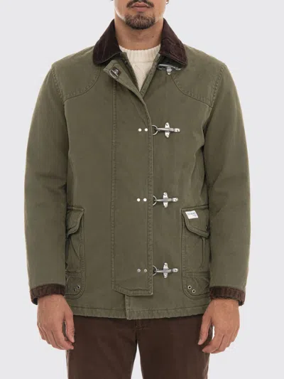 Fay 4 Ganci Cotton Jacket With Velvet Collar And Patch Pockets In Green